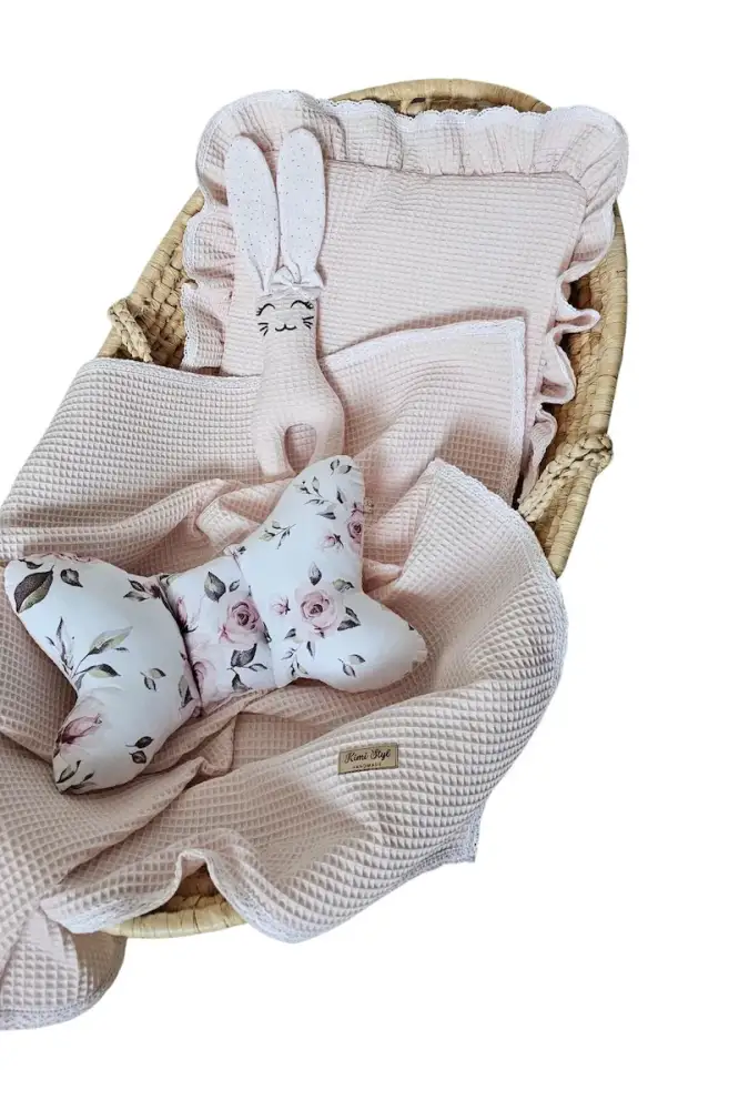 Zestaw wafelkowy kocyk poduszka tuliś, poduszka motyl