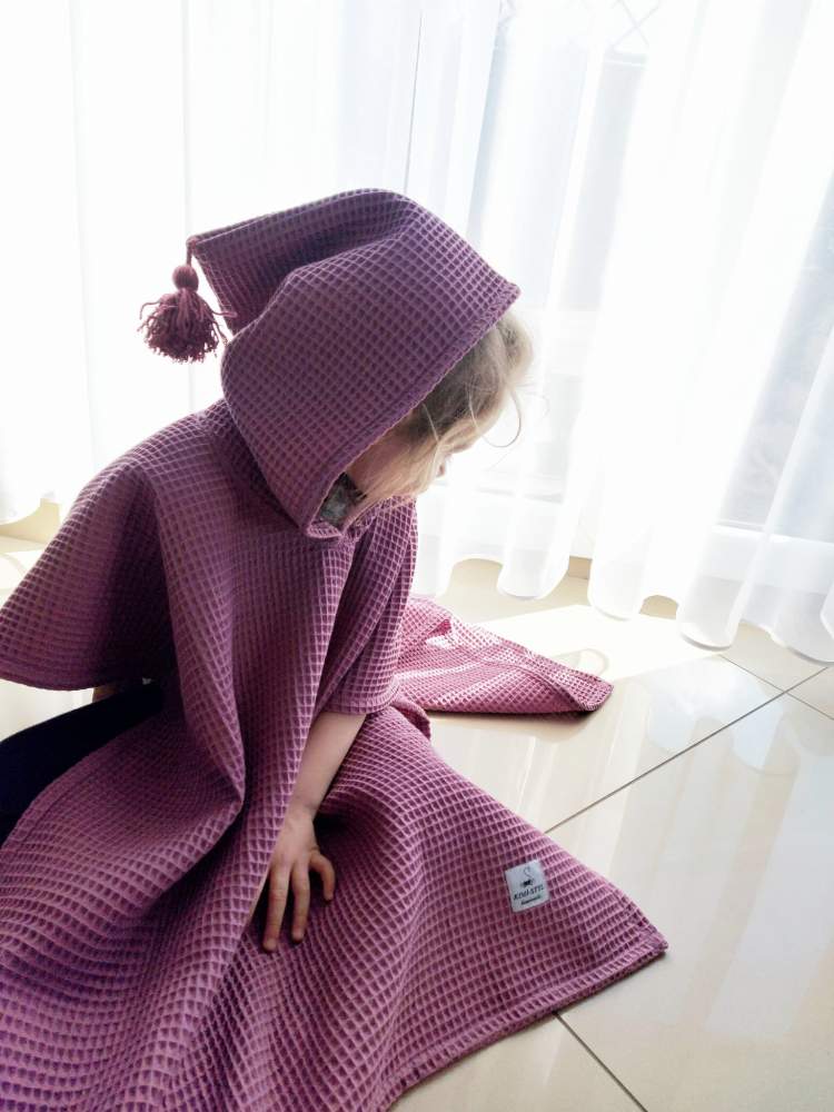 ponczo kąpielowe wafelkowe dla dziecka